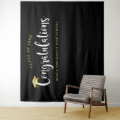 おめでとう金ゴールドブラック卒業パーティー タペストリー (インサイチュ)