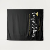 おめでとう金ゴールドブラック卒業パーティー タペストリー (正面(横))