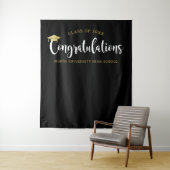 おめでとう金ゴールドブラック卒業パーティー タペストリー (インサイチュ)