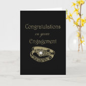 おめでとう金ゴールド婚約リングや輪 カード (黄色い花)