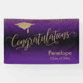 おめでとう金ゴールド紙吹雪卒業パープル 横断幕 (横)