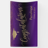 おめでとう金ゴールド紙吹雪卒業パープル 横断幕 (縦)