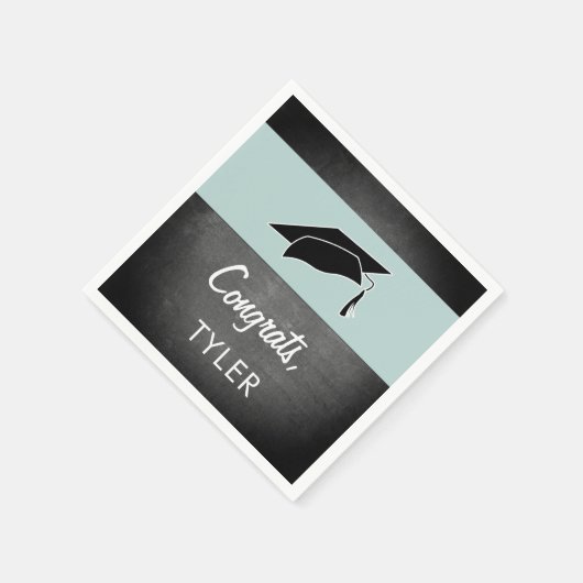 おめでとう院名Chalkboard卒業会 スタンダードカクテルナプキン (角)