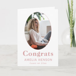 おめでとう院生ピンク写真卒業カード カード