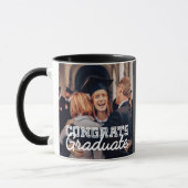 おめでとう院生モダンシンプルのカスタム写真 マグカップ (左)