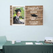 おめでとう院生2023男写真卒業木材 横断幕 (トレードショー)