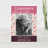 おめでとう院花文写真卒業 カード (正面)