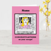 おめでとう離れ金髪の女性 カード (黄色い花)