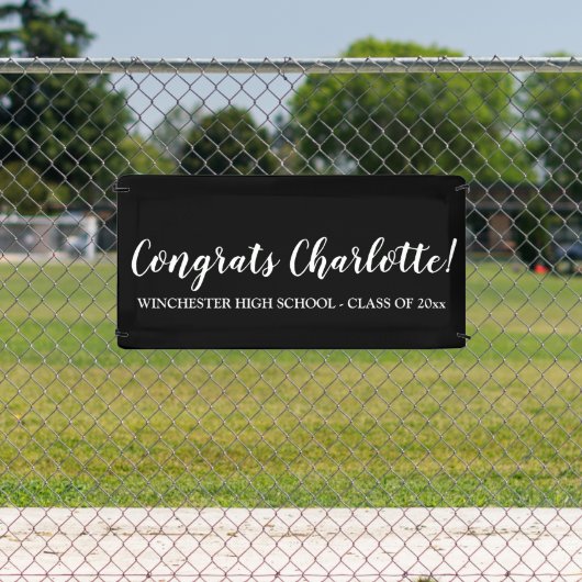 おめでとう黒カスタムスクリプト名文字卒業 横断幕 (インサイチュ)