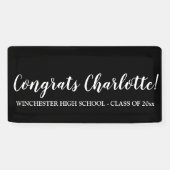 おめでとう黒カスタムスクリプト名文字卒業 横断幕 (横)