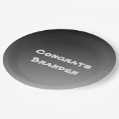 おめでとう黒グラデーション ペーパープレート (アングル)