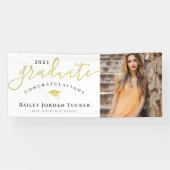 おめでとう黒金ゴールド写真卒業 横断幕 (横)