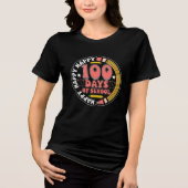 おめでとう100日学校に行ったね 先生 トライブレンドTシャツ (正面)