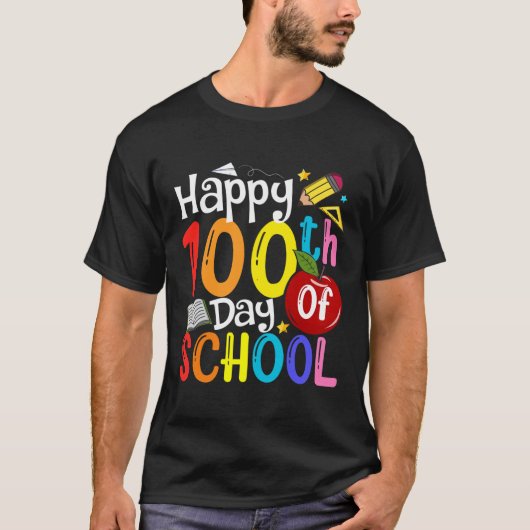 おめでとう100日学校教師学生ハッピー1 Tシャツ (正面)