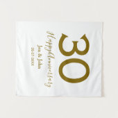 おめでとう３０周年 ネーム 日付 ゴールド ボールド レター タペストリー (正面(横))