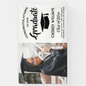 おめでとう1フォトシンプル白黒卒業 横断幕 (縦)