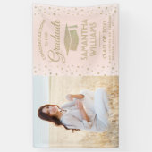 おめでとう1フォトピンクと金ゴールドグリッター卒業 横断幕 (縦)