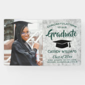 おめでとう1フォトマーブルグリーンと白の卒業 横断幕 (横)