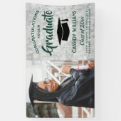 おめでとう1フォトマーブルグリーンと白の卒業 横断幕 (縦)