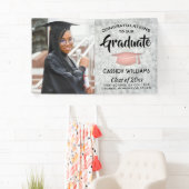 おめでとう1フォトマーブルピンクローズ金ゴールド卒業 横断幕 (インサイチュ)