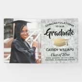 おめでとう1フォトマーブルブラックと金ゴールド卒業 横断幕 (横)