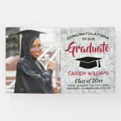 おめでとう1フォトマーブルレッドホワイトブラック卒業 横断幕 (横)