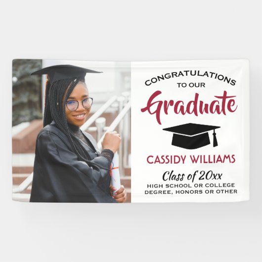 おめでとう1フォトレモダンッド白黒卒業 横断幕 (横)