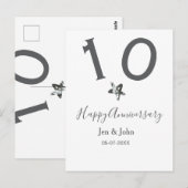 おめでとう10周年名前の日グレー金属スターボ ポストカード (正面/裏面)