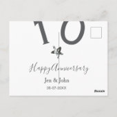 おめでとう10周年名前の日グレー金属スターボ ポストカード (裏面)