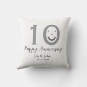 おめでとう10周年名前日付グレー太字絵文字 クッション (裏面)