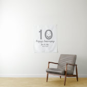 おめでとう10周年名前日付グレー太字絵文字 タペストリー (インサイチュ)