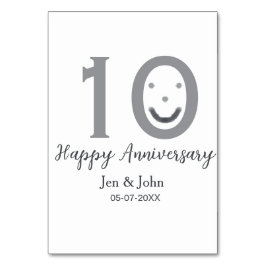 おめでとう10周年名前日付グレー太字絵文字 テーブルナンバー