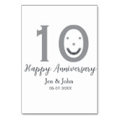 おめでとう10周年名前日付グレー太字絵文字 テーブルナンバー (裏面)