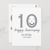 おめでとう10周年名前日付グレー太字絵文字 ポストカード (正面/裏面)