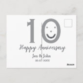 おめでとう10周年名前日付グレー太字絵文字 ポストカード (裏面)