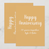 おめでとう10周年 ゴールドホワイト 10年 名前 日付 招待状 (正面/裏面)