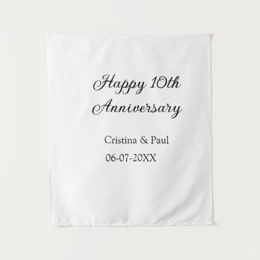 おめでとう10周年 シンプル ミニマル ウェディング ネーム タペストリー (正面)