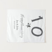 おめでとう10周年 ネーム 日付 灰色 メタル スター b タペストリー (正面(横))