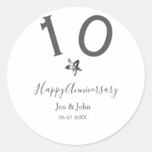 おめでとう10周年 ネーム 日付 灰色 メタル スター b