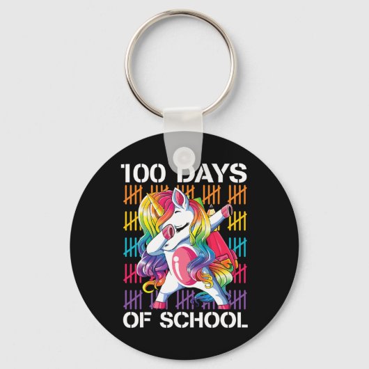 おめでとう100日学校教師100日ユニコ キーホルダー (正面)