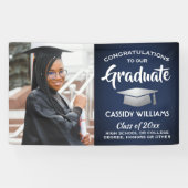 おめでとう1 Photo Navy Blue White Silver卒業 横断幕 (横)