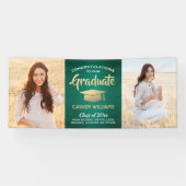 おめでとう2フォトグリーン金ゴールドと白卒業 横断幕 (横)