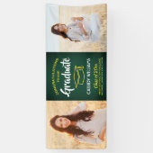 おめでとう2フォトグリーン金ゴールド黄色の卒業 横断幕 (縦)