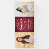 おめでとう2フォトマルーンレッド金ゴールドイエロー卒業 横断幕 (縦)