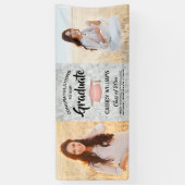 おめでとう2フォトマーブルピンクローズ金ゴールド卒業 横断幕 (縦)