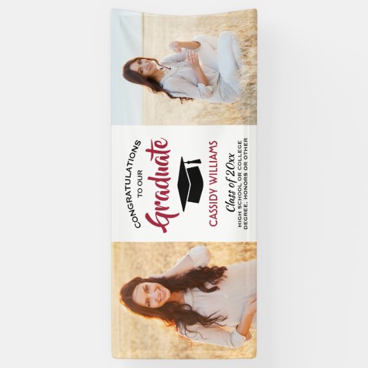 おめでとう2フォトレモダンッド白黒卒業 横断幕 (縦)