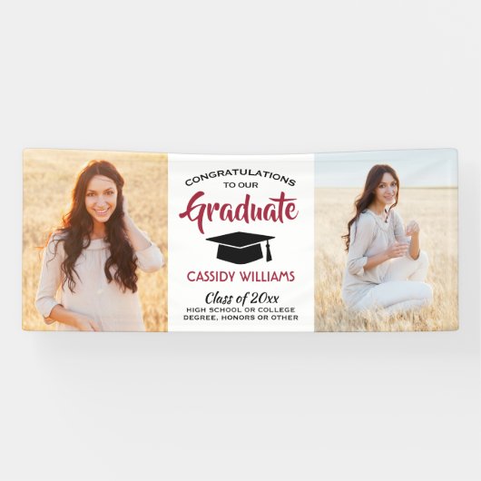 おめでとう2フォトレモダンッド白黒卒業 横断幕 (横)