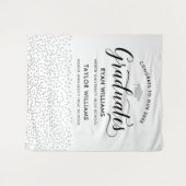 おめでとう2人卒業生シルバー紙吹雪パーティー タペストリー (正面(横))