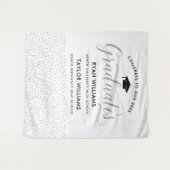 おめでとう2人卒業生シルバー紙吹雪パーティー タペストリー (正面(横))