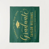 おめでとう2023卒業グリーン金ゴールド卒業 タペストリー (正面)